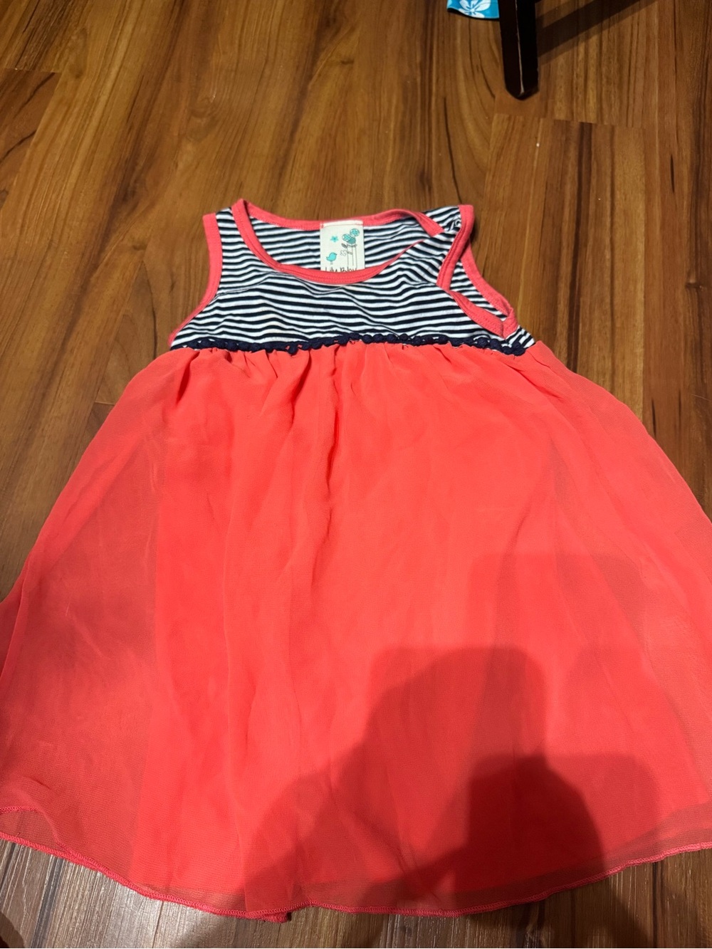 Lily Bleu Coral Dress with Navy & White Striped Bodice